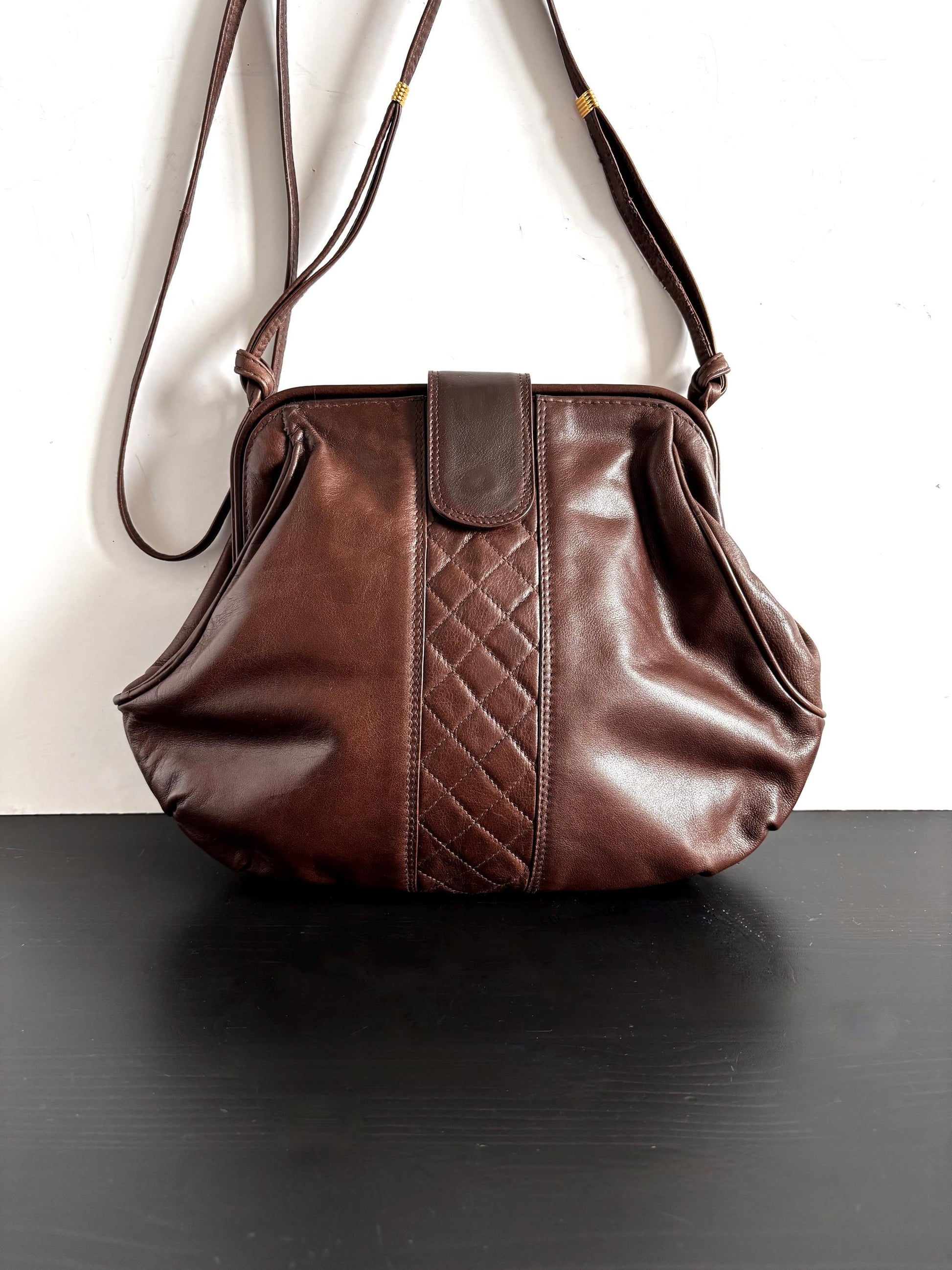 Louise Fontaine- Soft leather brown shoulder bag
