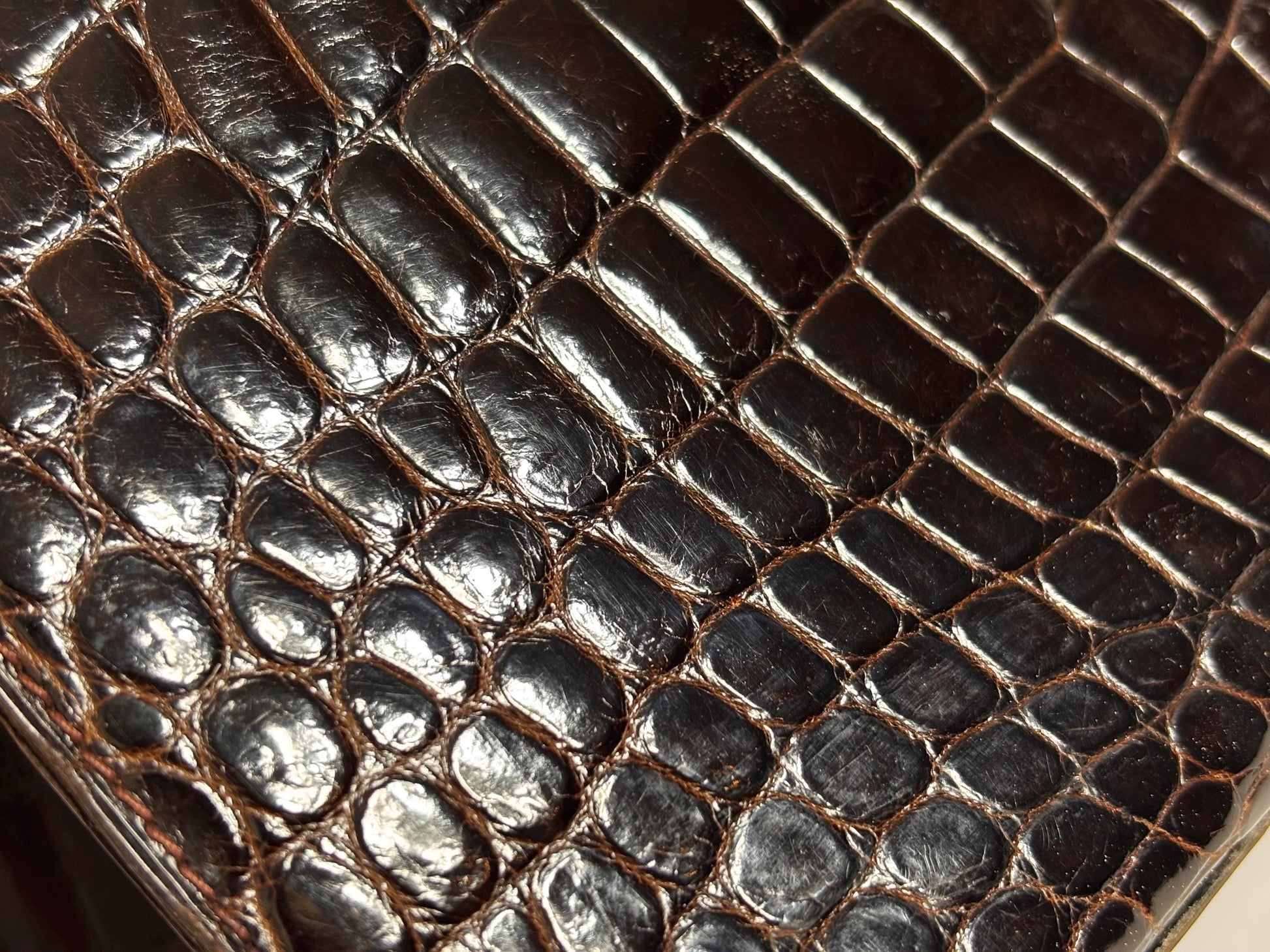 Vintage 70's, A Classic Brown Croc Handle Bag