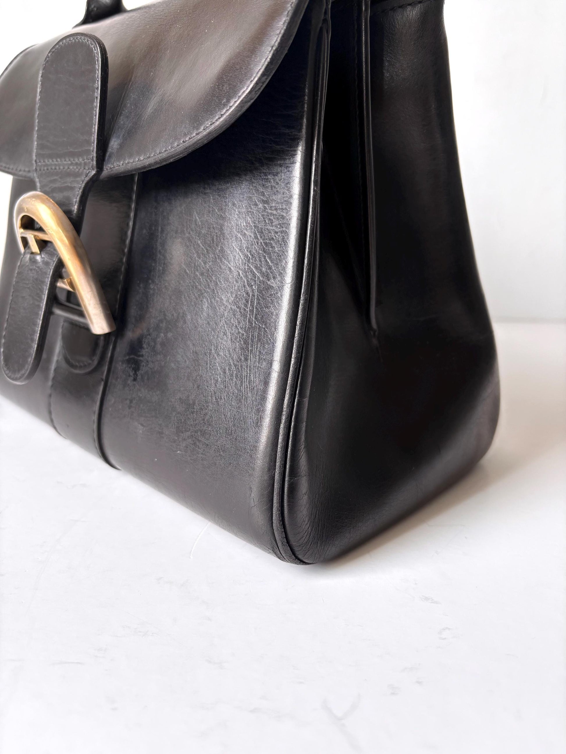 Delvaux Brilliant , 60's, black calf box leather