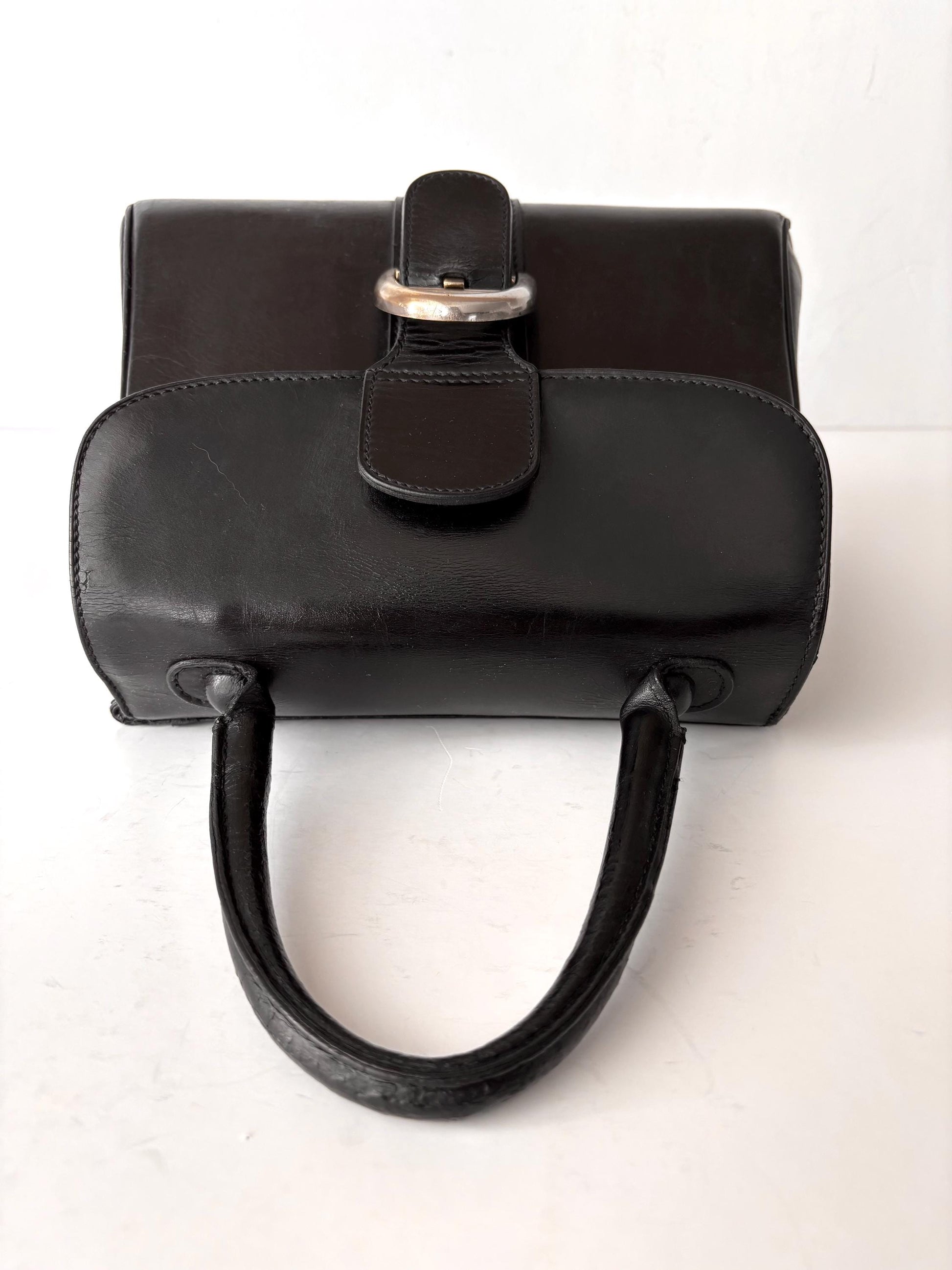 Delvaux Brilliant , 60's, black calf box leather