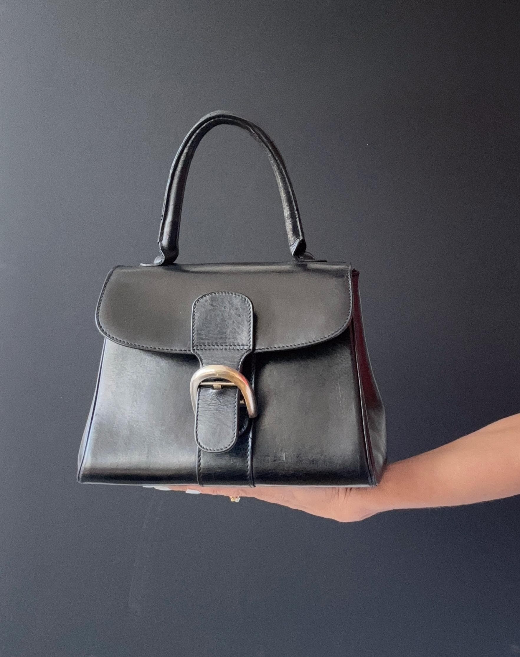 Delvaux Brilliant , 60's, black calf box leather