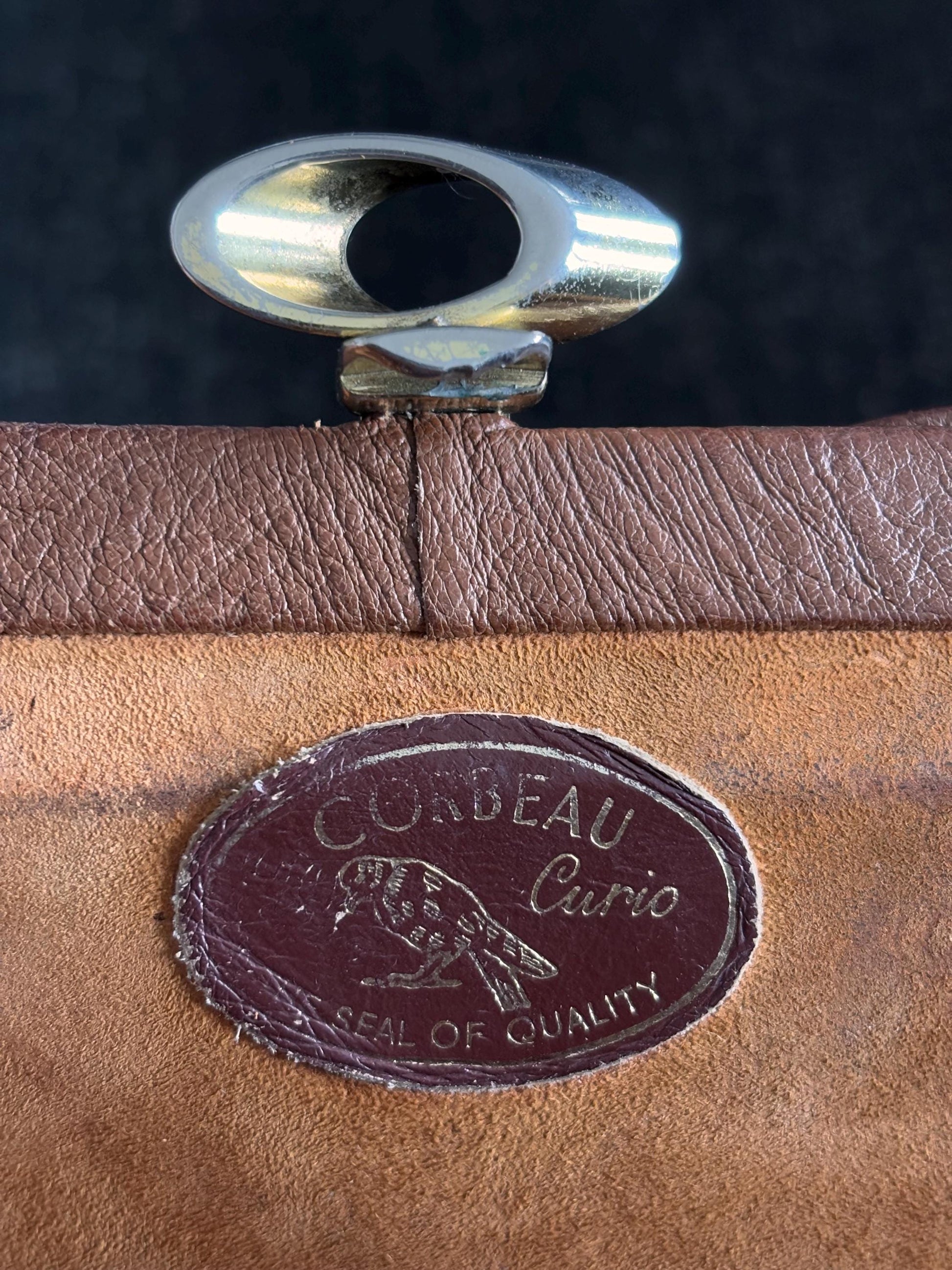 Vintage 60's, genuine Ostrich leather top handle bag