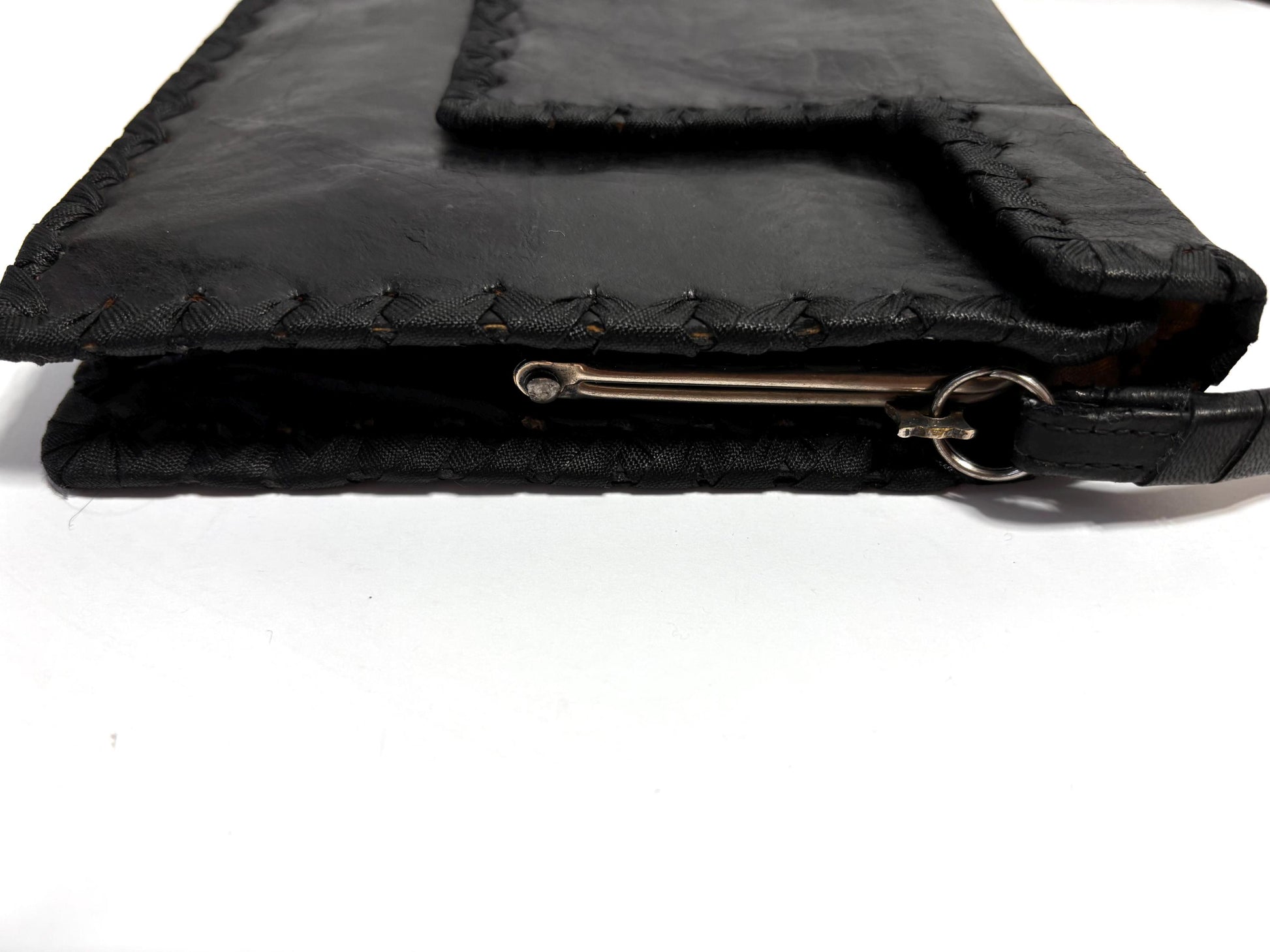 Art déco Vintage black small leather handbag