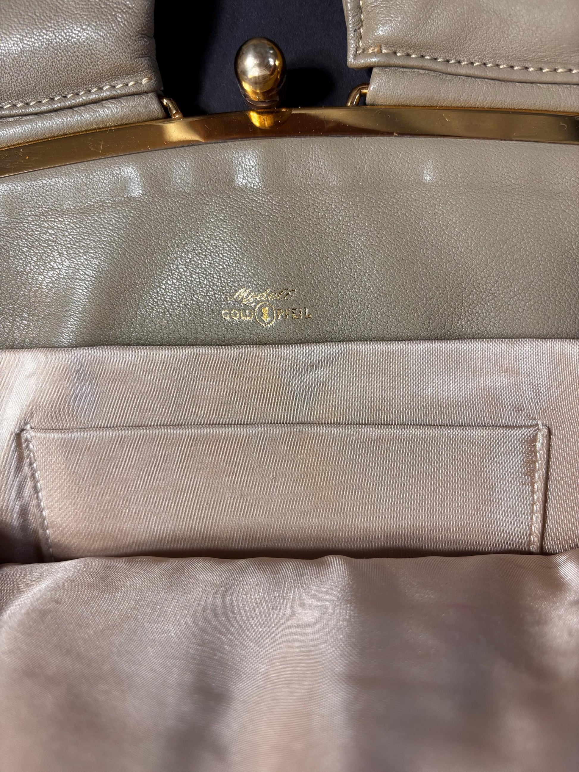 Vintage Goldpfeil wrist leather clutch bag - Rare find