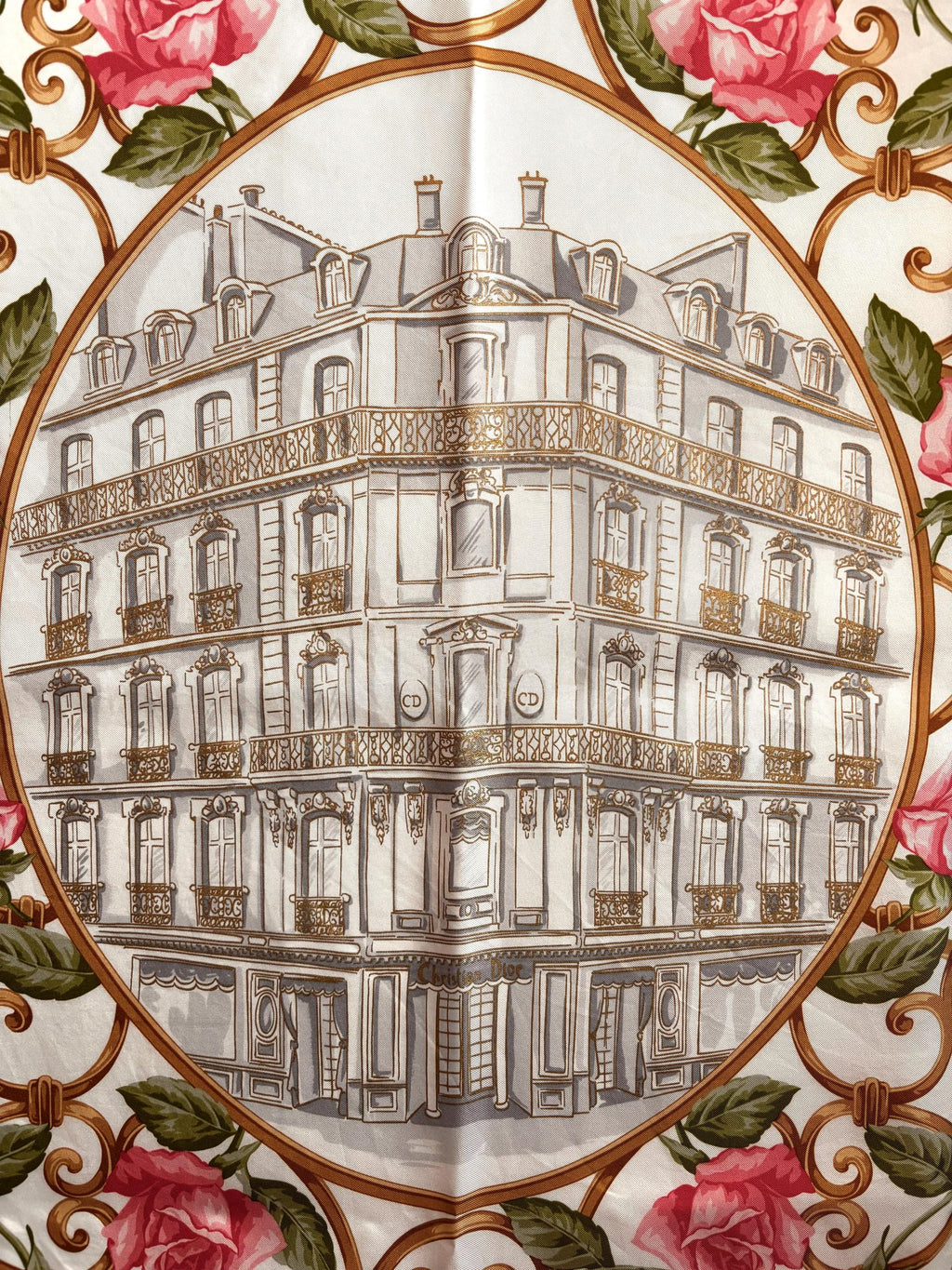 Christian Dior, vintage carré silk  scarf - Avenue Montaigne Paris design   . 34x34"