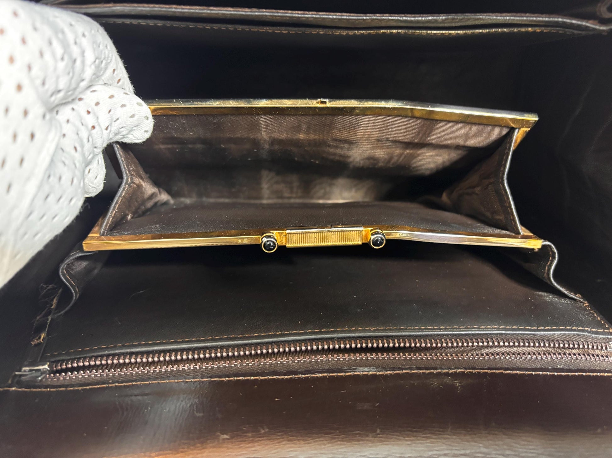 Vintage 70's, A Classic Brown Croc Handle Bag