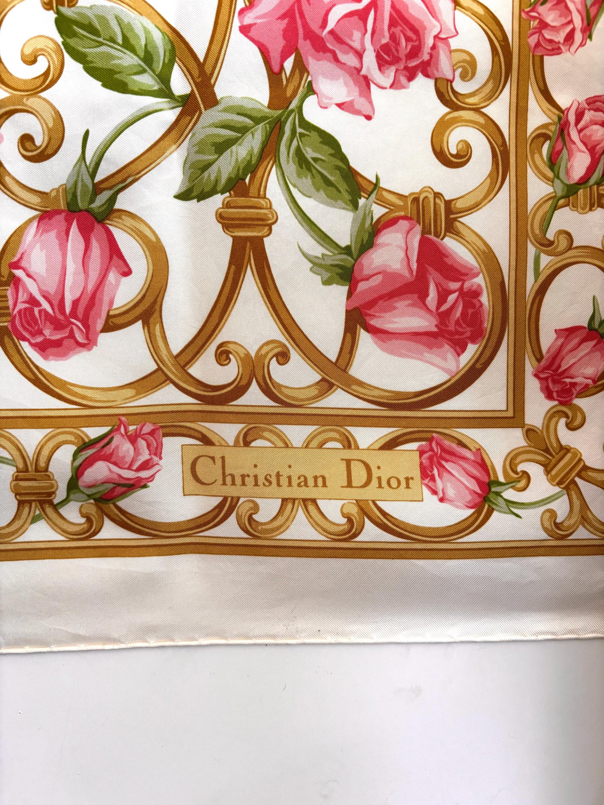 Christian Dior, vintage carré silk  scarf - Avenue Montaigne Paris design   . 34x34"