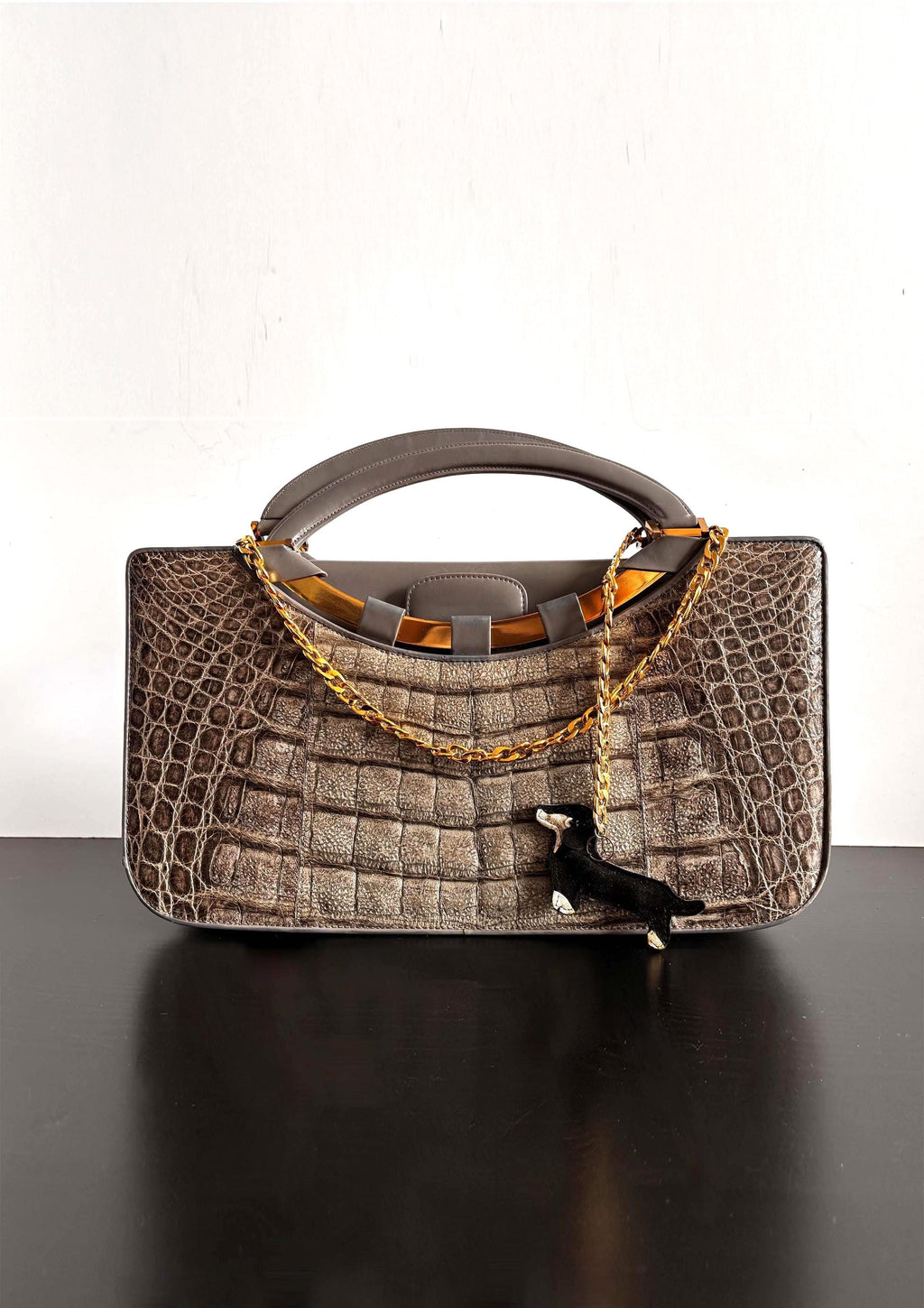 70's , Comtesse grey croc handbag in excellent condition