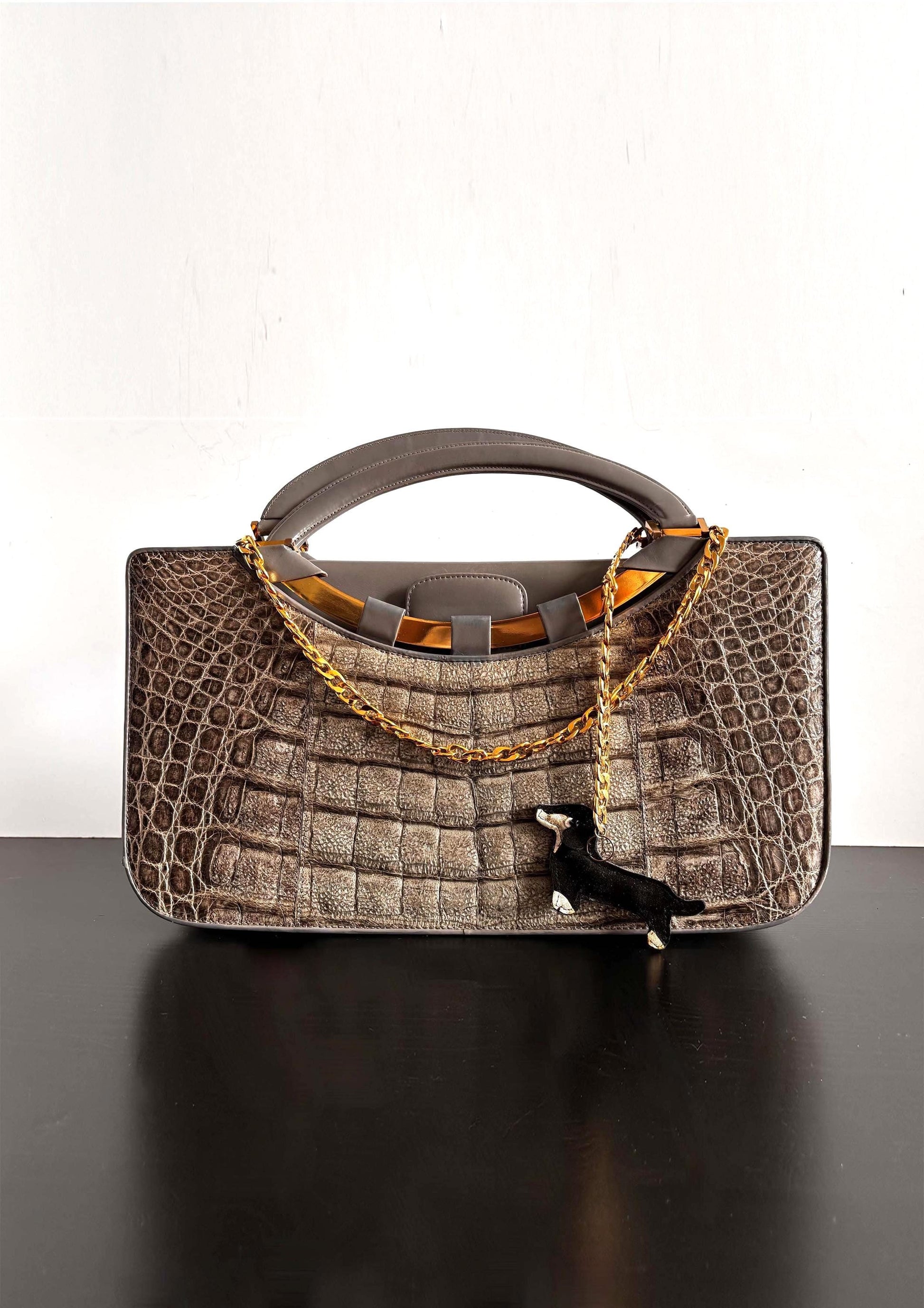 70's , Comtesse grey croc handbag in excellent condition