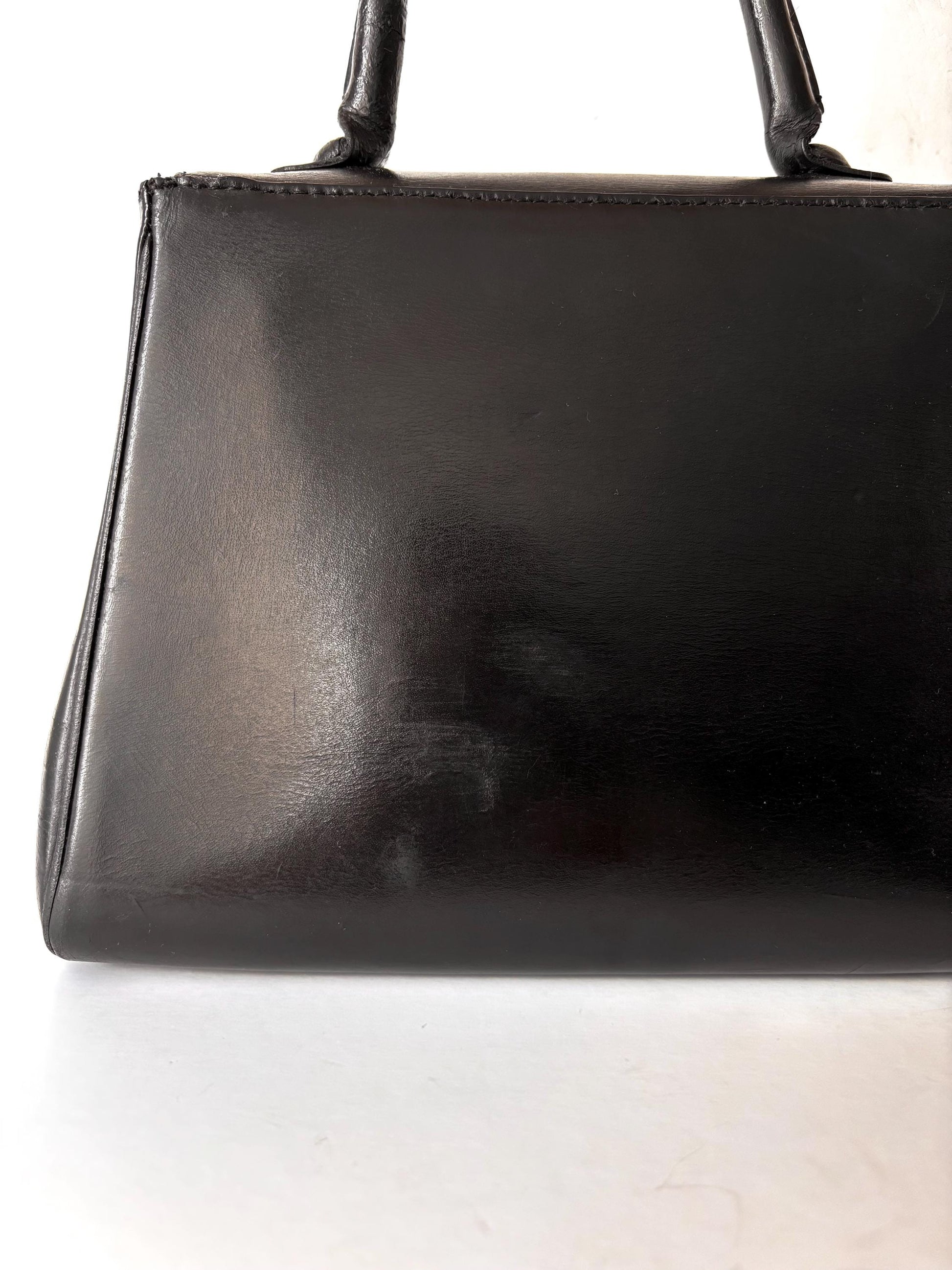 Delvaux Brilliant , 60's, black calf box leather