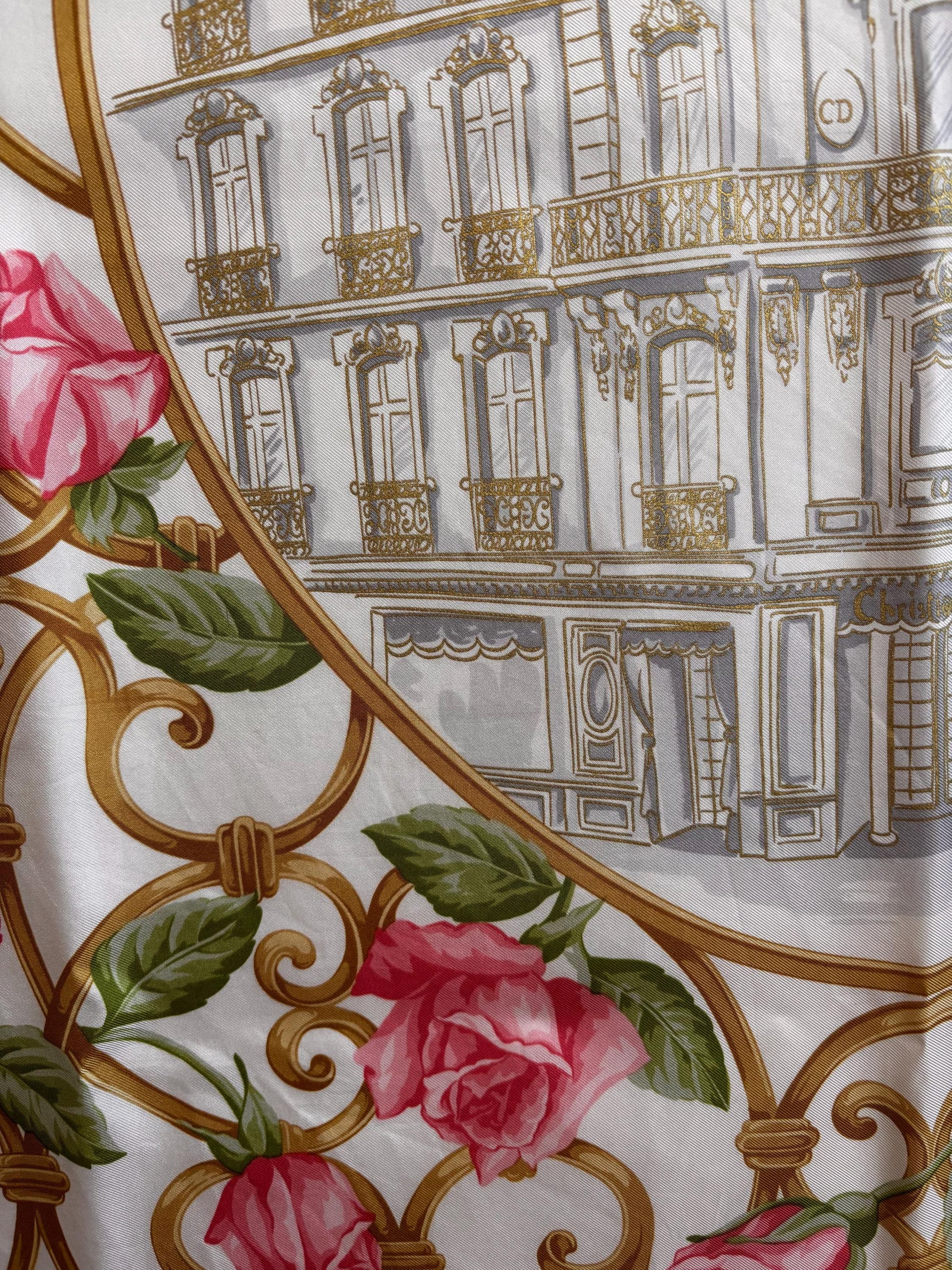 Christian Dior, vintage carré silk  scarf - Avenue Montaigne Paris design   . 34x34"