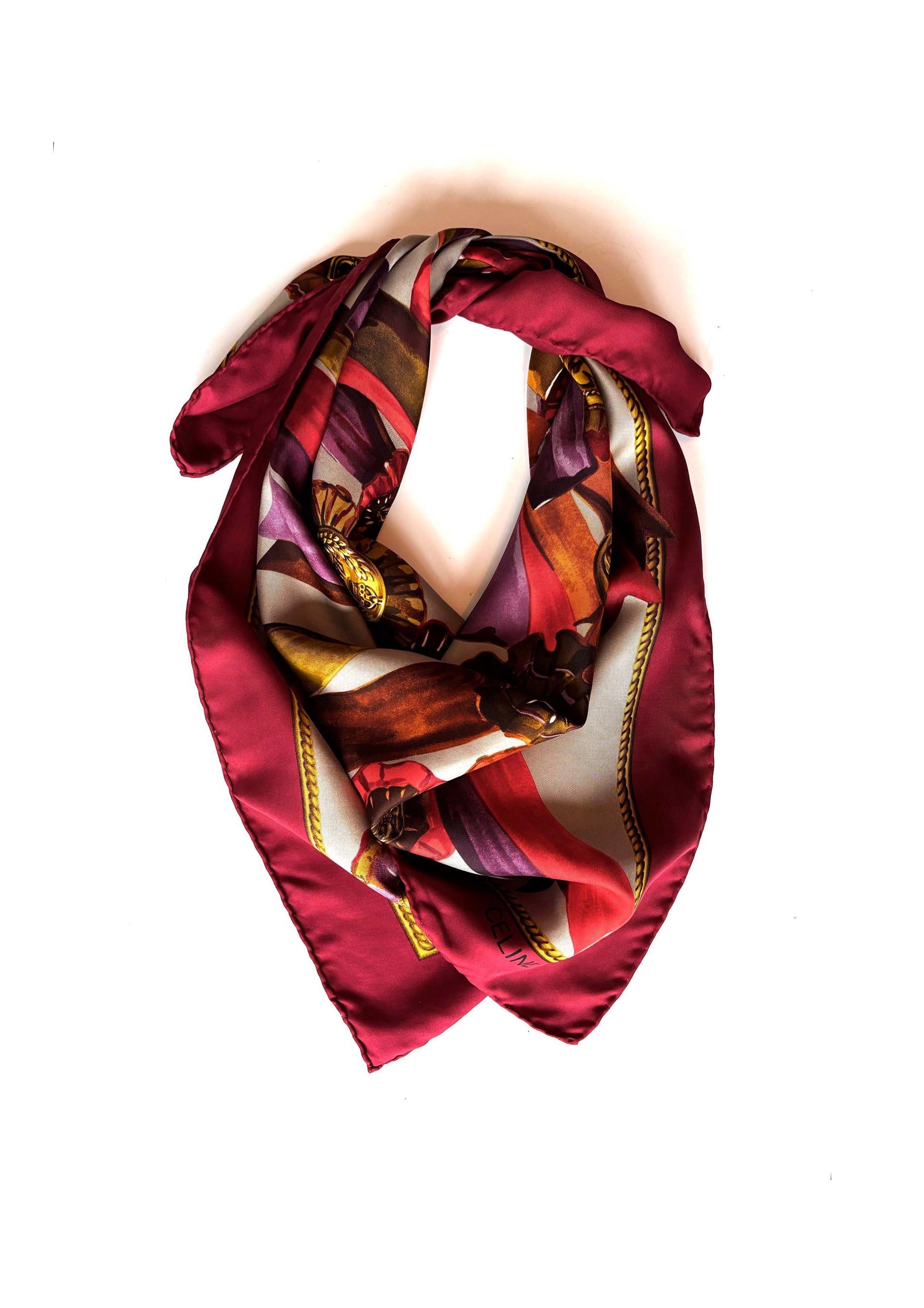 Céline Paris, silk scarf, Grand Prix. Vintage silk carré . 34x34"
