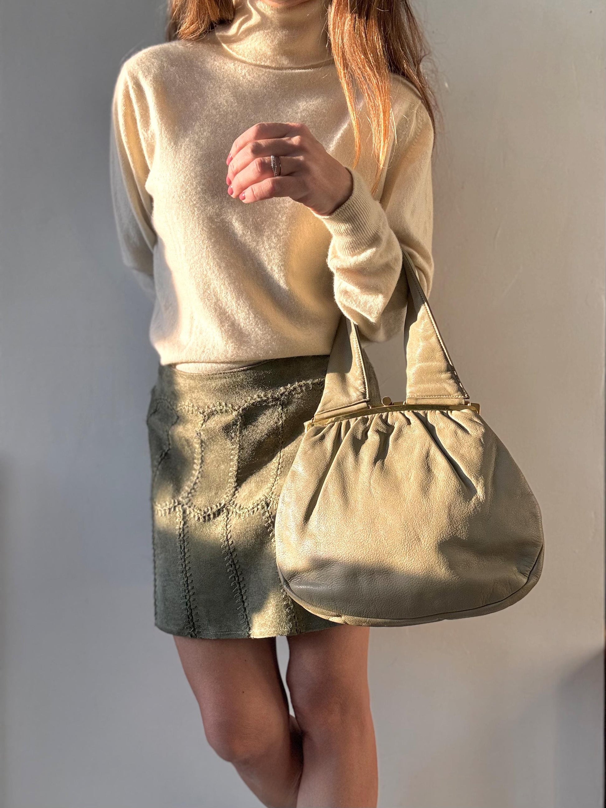 Vintage Goldpfeil wrist leather clutch bag - Rare find