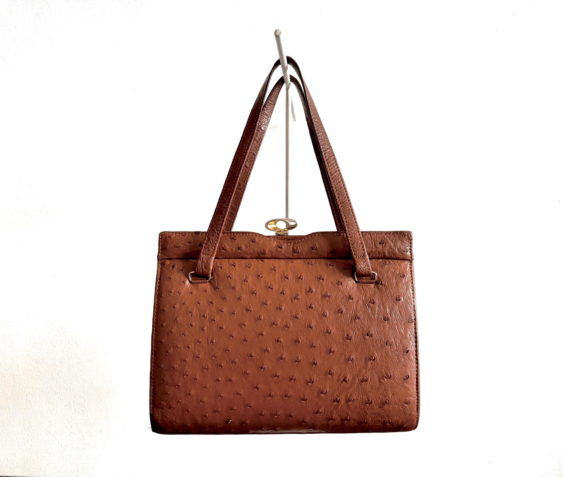 Vintage 60's, genuine Ostrich leather top handle bag