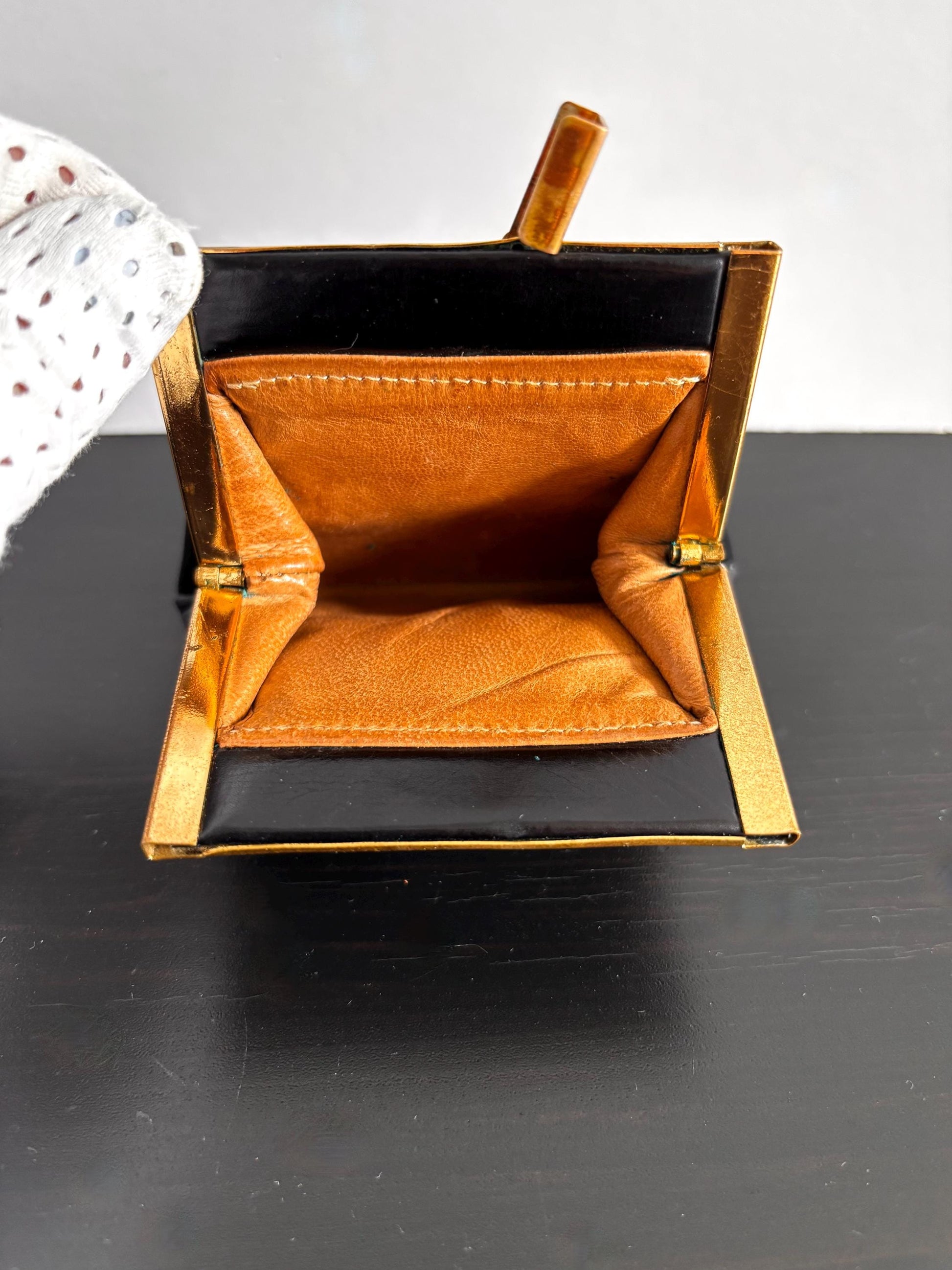 1960's vintage black reptile bag with coin purse