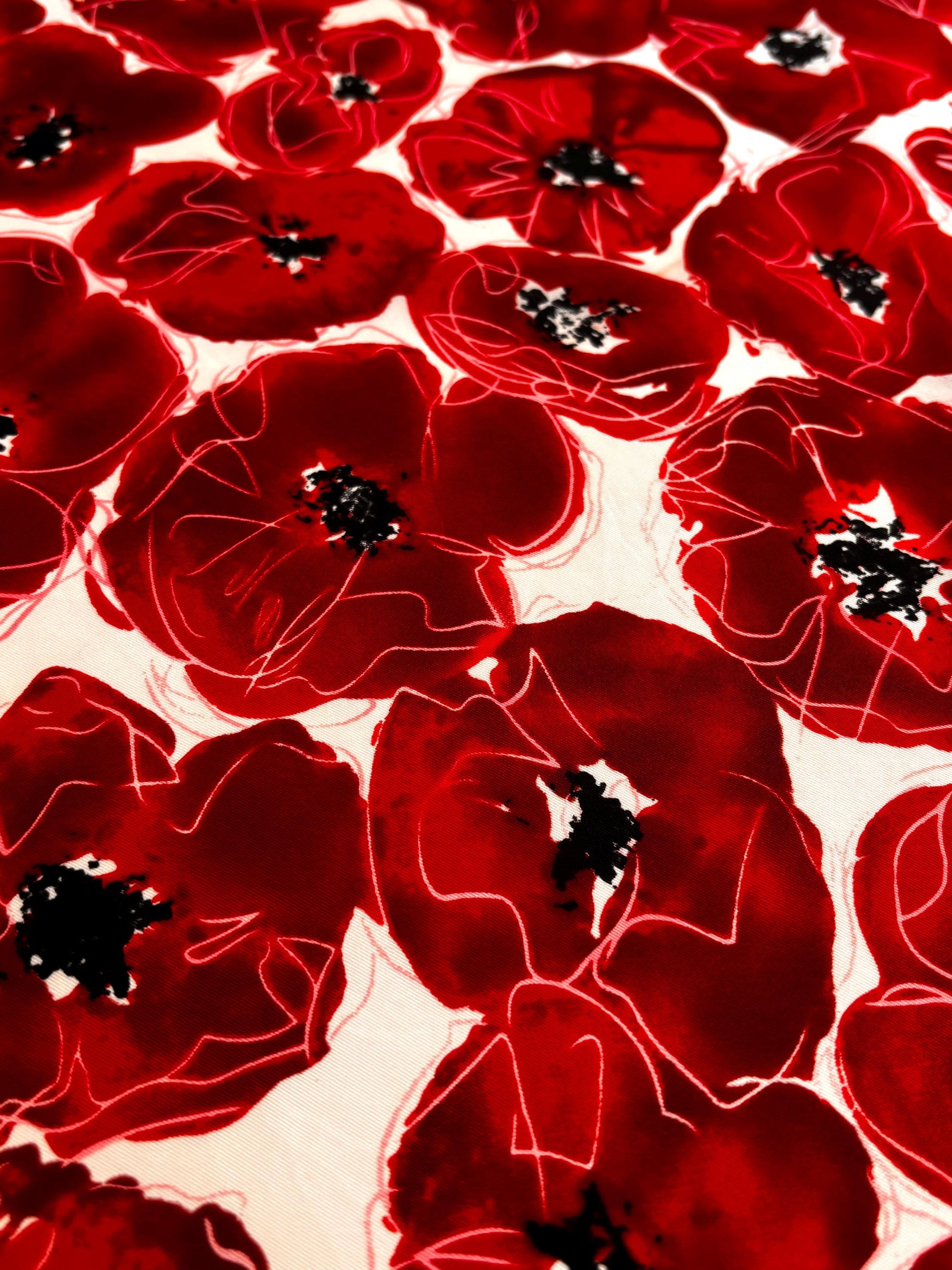 Vintage silk scarf - Michel Klein - big heart & poppies