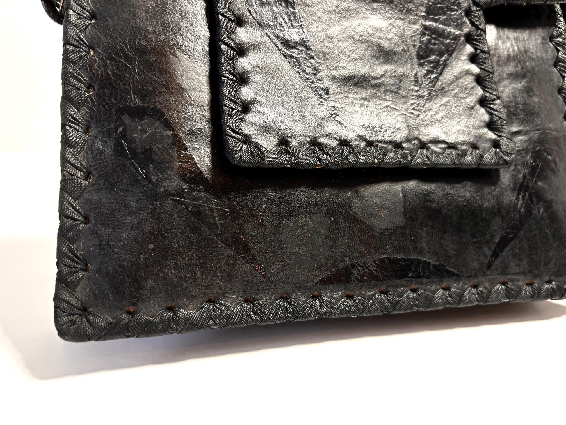 Art déco Vintage black small leather handbag