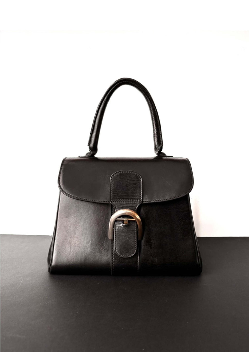 Delvaux Brilliant , 60's, black calf box leather
