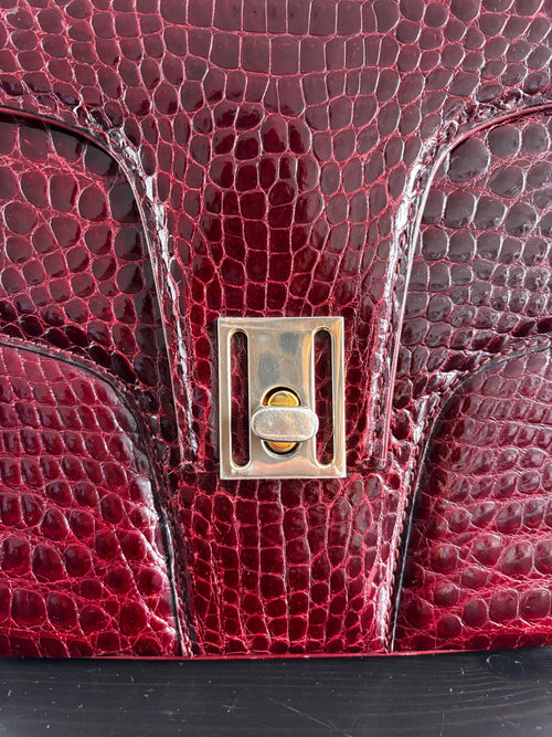 70's Burgundy vintage croc shoulder bag