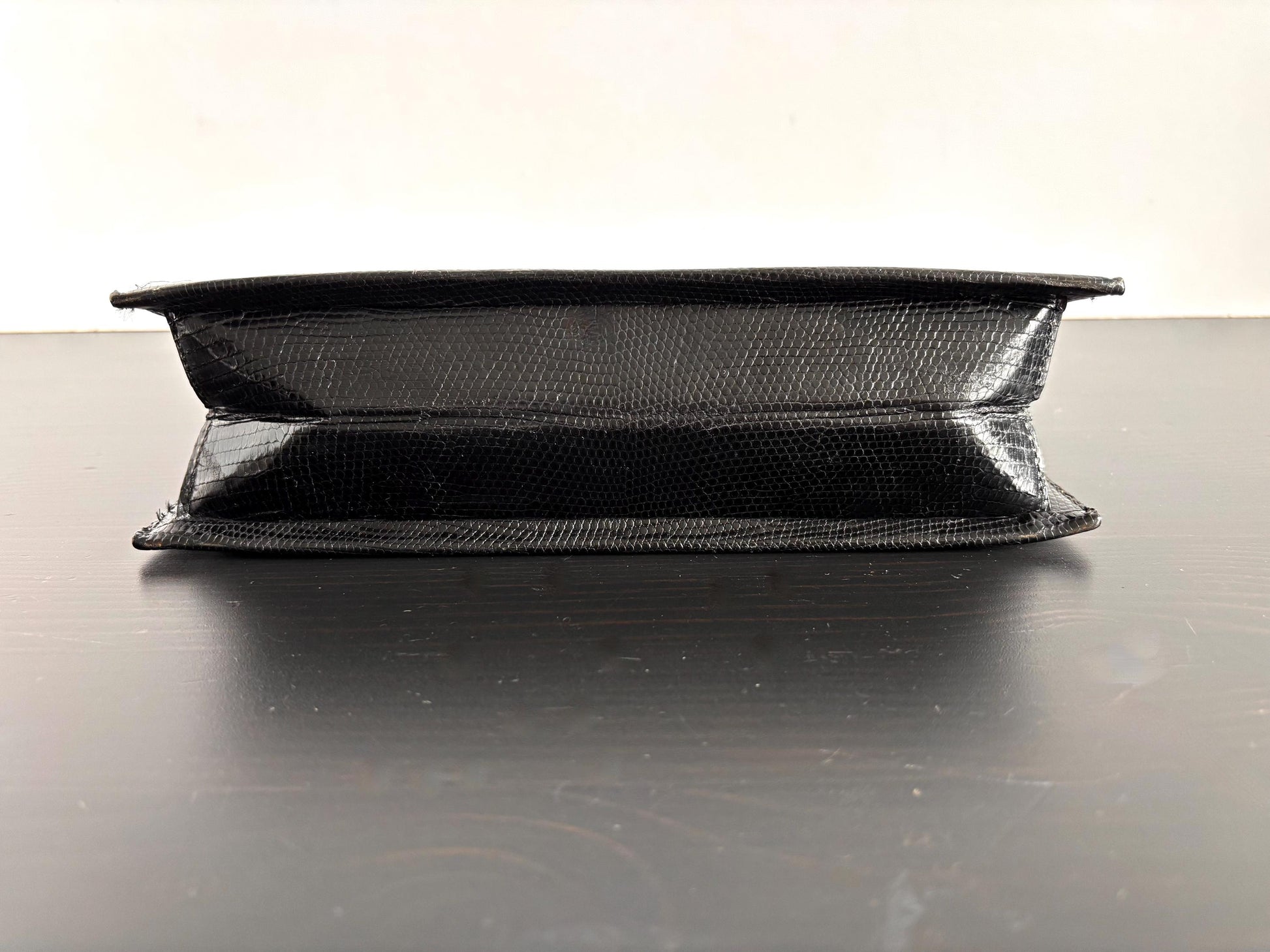 1960's vintage black reptile bag with coin purse